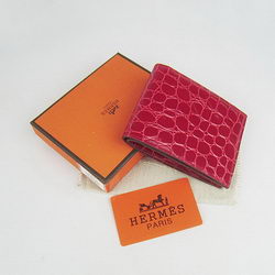 Cheap Replica Hermes Red Crocodile Veins Bi-Fold Wallet H014